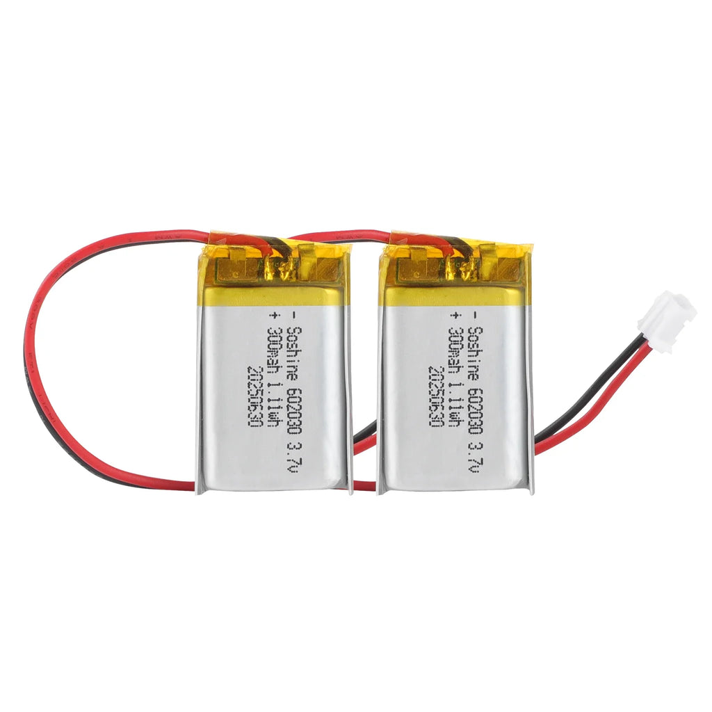 patozm 602030 300mAh Lithium Rechargeable Battery 3.7V Li-ion Polymer Battery for Bluetooth Headset Speaker Monitor Self-Timer Oasis Select 602030 battery 2pc