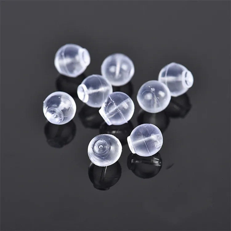 50/100/200pcs Soft Silicone Earring Backs Anti-Slip Leak-Proof Clear Ball Design for DIY Jewelry Making Comfortable Safety Stud Oasis Select