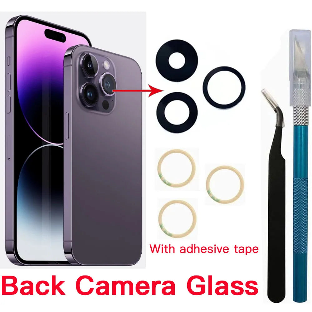 iPhone Camera Lens Glass Replacement Kit + Tool + 3M Adhesive