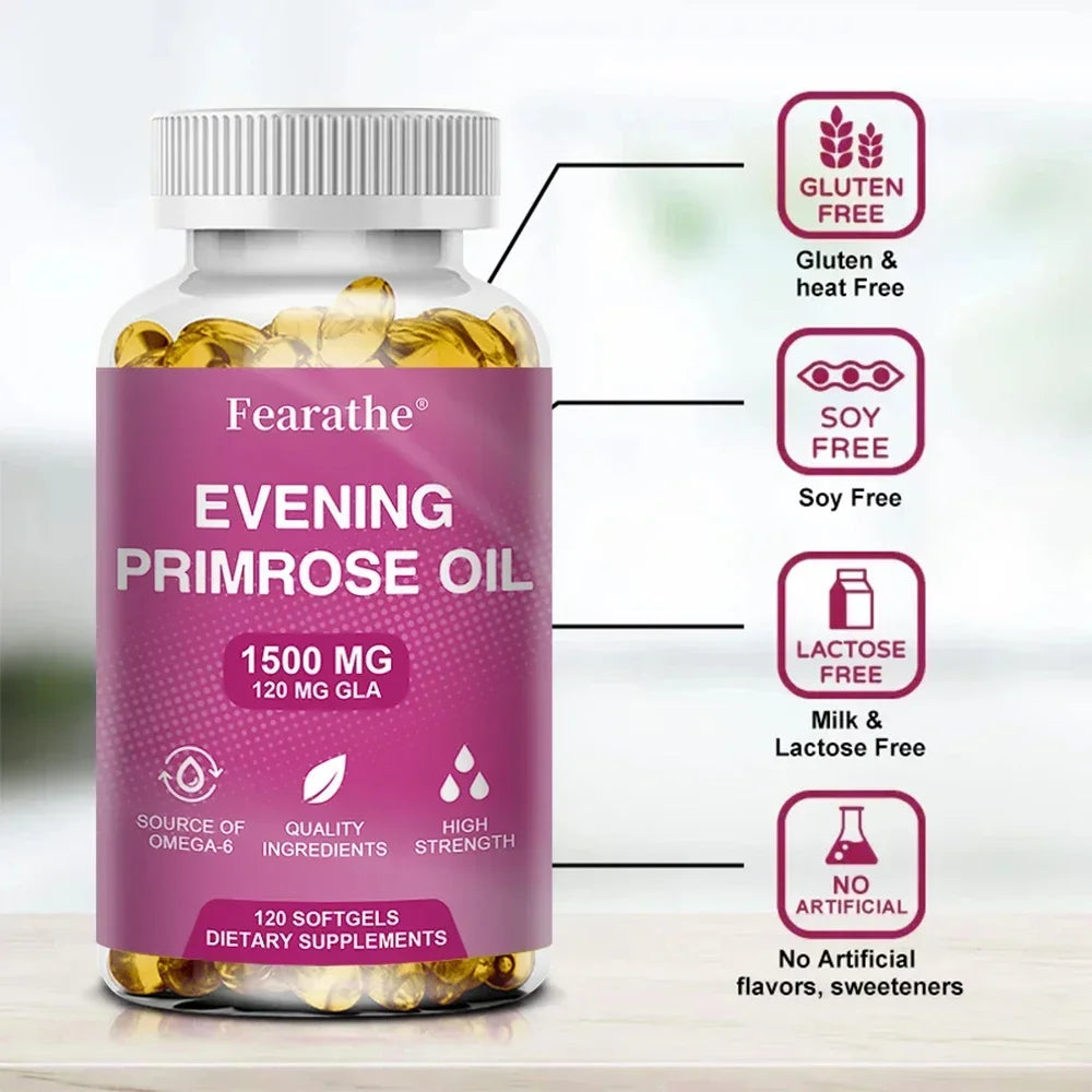 Evening Primrose Oil 1500mg 120 Capsules – Hormonal Balance Herbal Oil Supplement Oasis Select