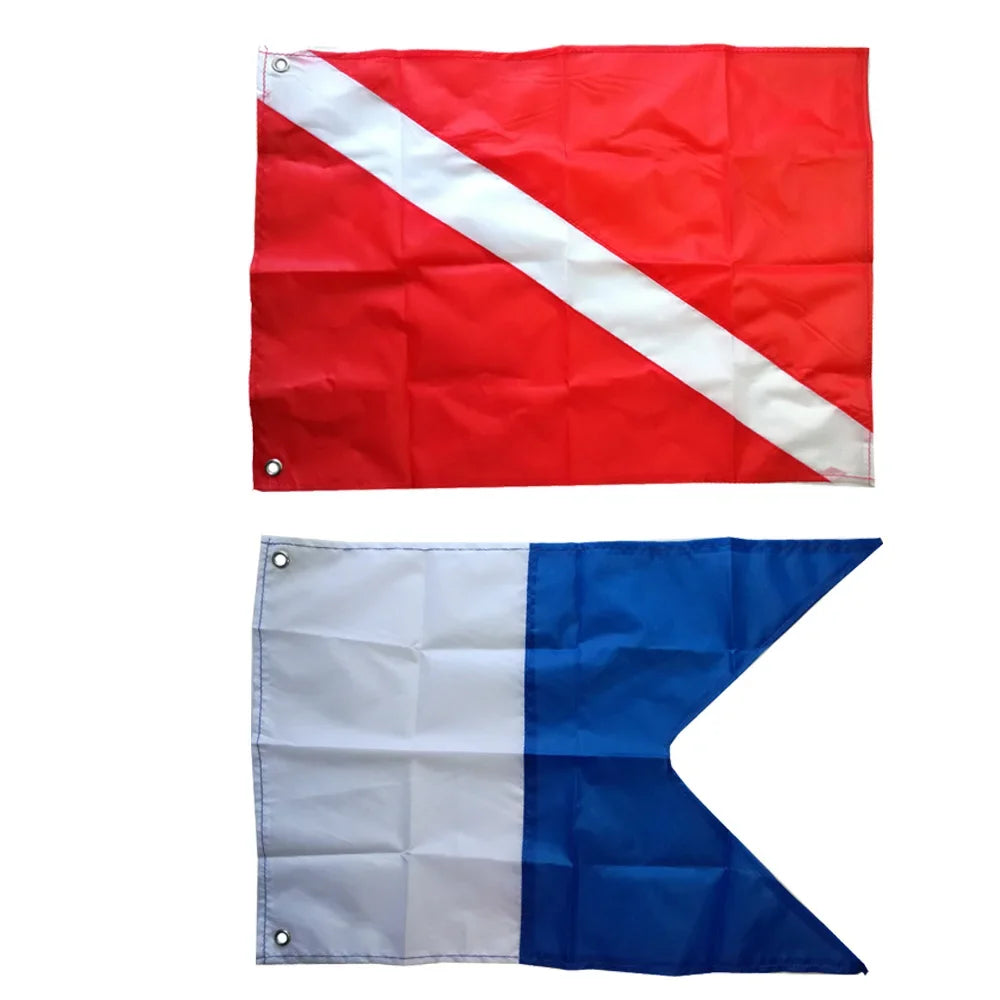 2 Size Large Dive Boat Flag International Sign Universal Scuba Diving Boat Floating Flag with Metal Grommets Accessories Oasis Select