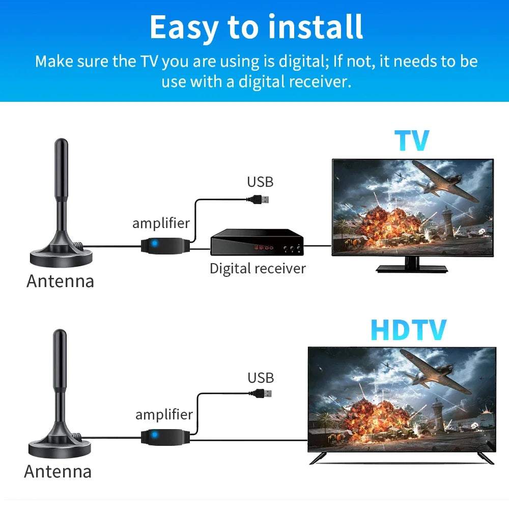 Cross-border indoor digital TV ground wave antenna extended sucker dvb-t2 antenna 4K Oasis Select
