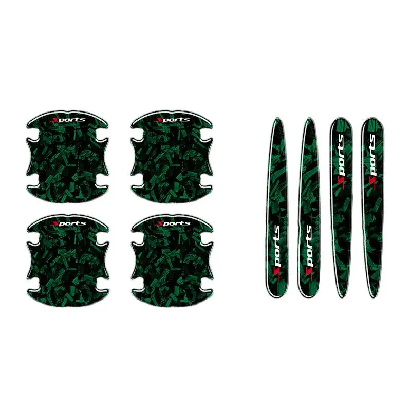 8PCS Car Door Handle Anti- Sticker Carbon Fibre Car Door Bowl Handle Protector Paint Protection Decorative Cover Oasis Select Green