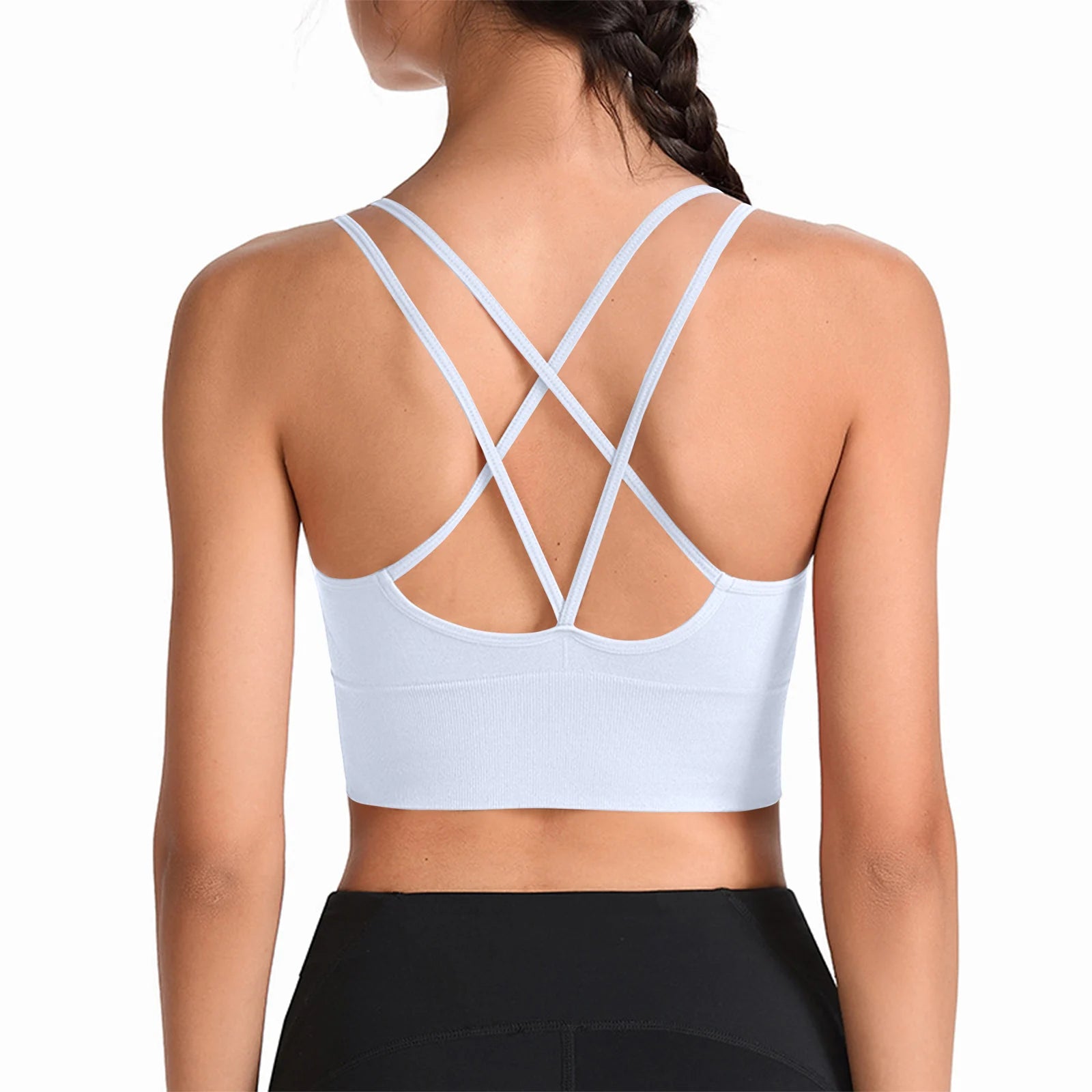 Wirefree Sports Bra Women's Sexy Back Shockproof Fitness Crisscross Brassiere Training Sports Running Yoga Tank Tops Sportswear Oasis Select