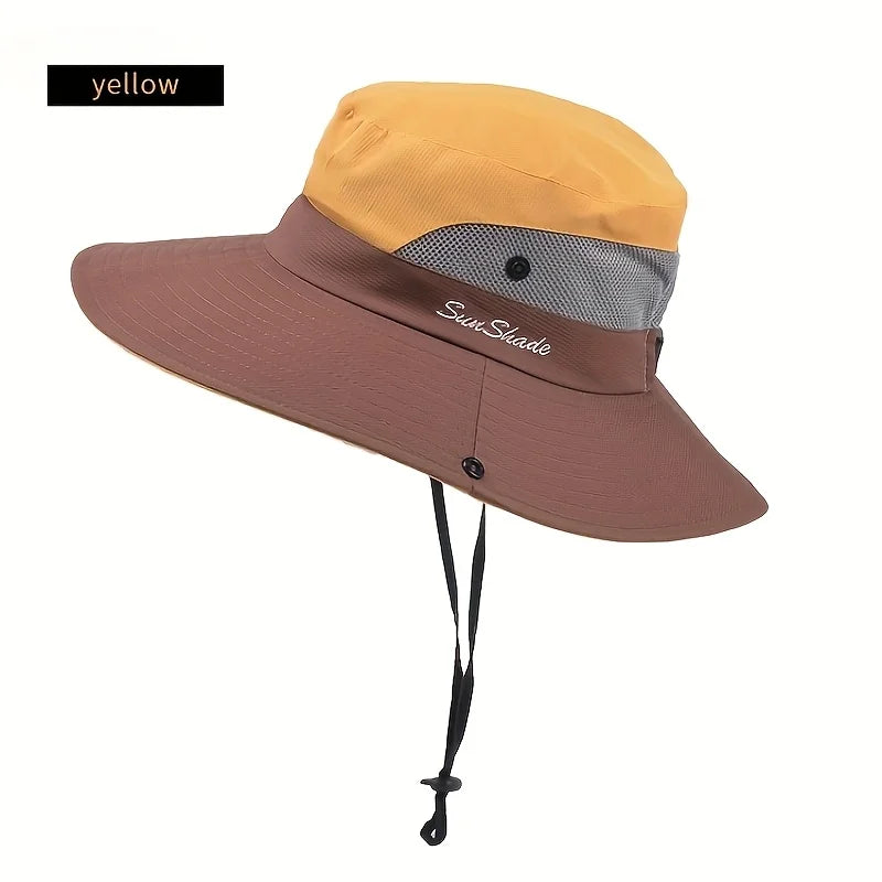 Women's Dual-Tone Sun Hat with Ponytail Hole - Breathable Mesh Waterproof Wide Brim for Beach & Fishing for Spring, Summer Oasis Select