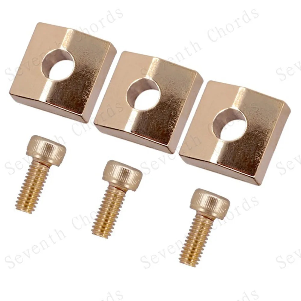 3 Sets Electric Guitar Tremolo Bridge String Locks Nut Block Clamp & Hex Screws Guitar Strings Locking System For Floyd Rose Oasis Select gold