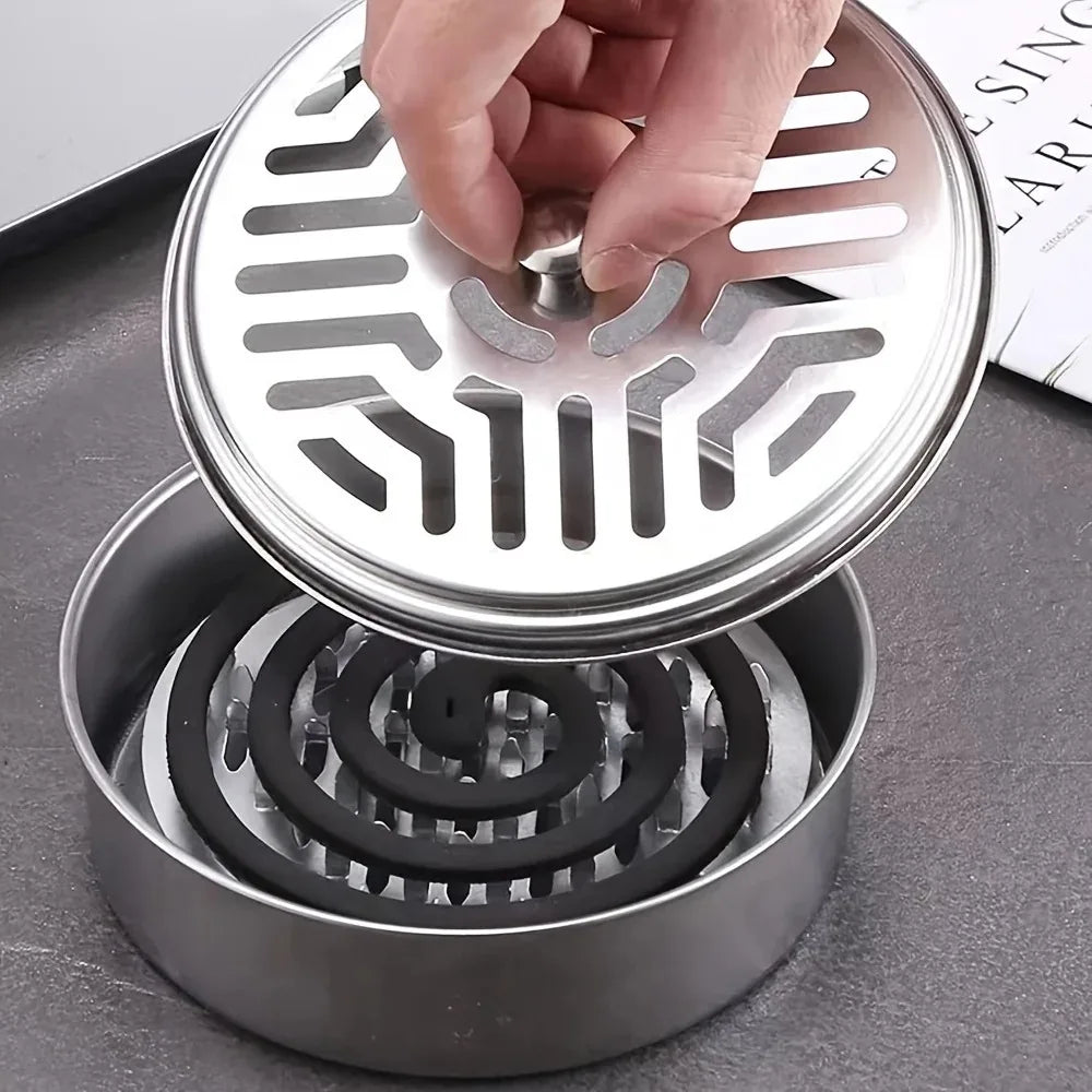 Stainless Steel Mosquito Coil Holder with Fireproof Cover Mosquito Coil Holder Oasis Select