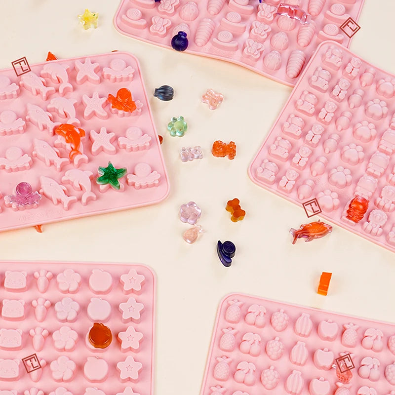 Mix Fruit Animal Mold Silicone Chocolate Rabbit Fish Fudge Candy Jelly Mould Geometric Heart Cake Decor Baking Ice Tray Gifts Oasis Select