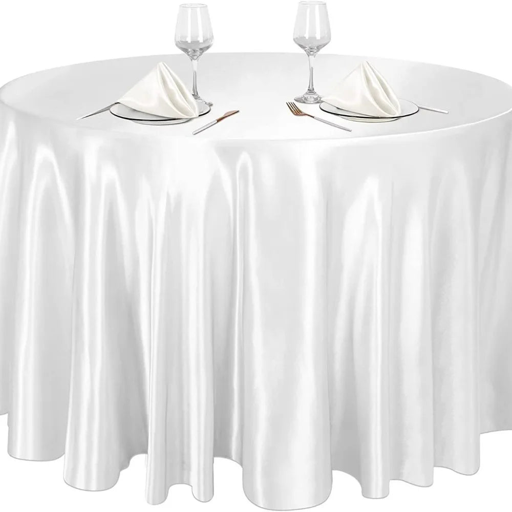 Round Satin Tablecloth | Imitation Silk Banquet Table Cover Satin Tablecloth Oasis Select White 275cm