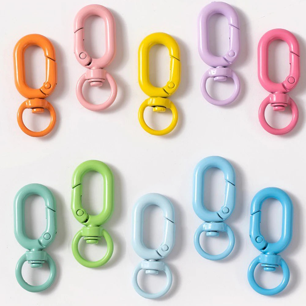 5pcs Colorful Metal Lobster Claw Clasps Swivel Lanyards Trigger Strap with Key Ring DIY Accessories for Bag Key Chains Connector Oasis Select