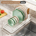 Bowl Rack Drain Rack Retractable Kitchen Dish Rack Small Dish Rack Tableware Storage Box Vegetable Basin Sink Shelf Oasis Select White full set
