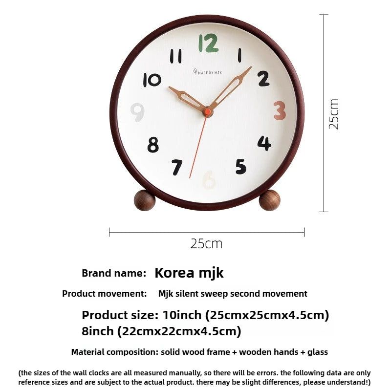 2025 New Creative Countertop Clock Large Solid Wood Clock for Living Room Desktop Decoration Silent Table Clock Oasis Select
