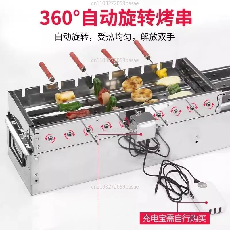 Auto-Rotate Stainless Steel BBQ Skewer & Hot Dog Roller Grill