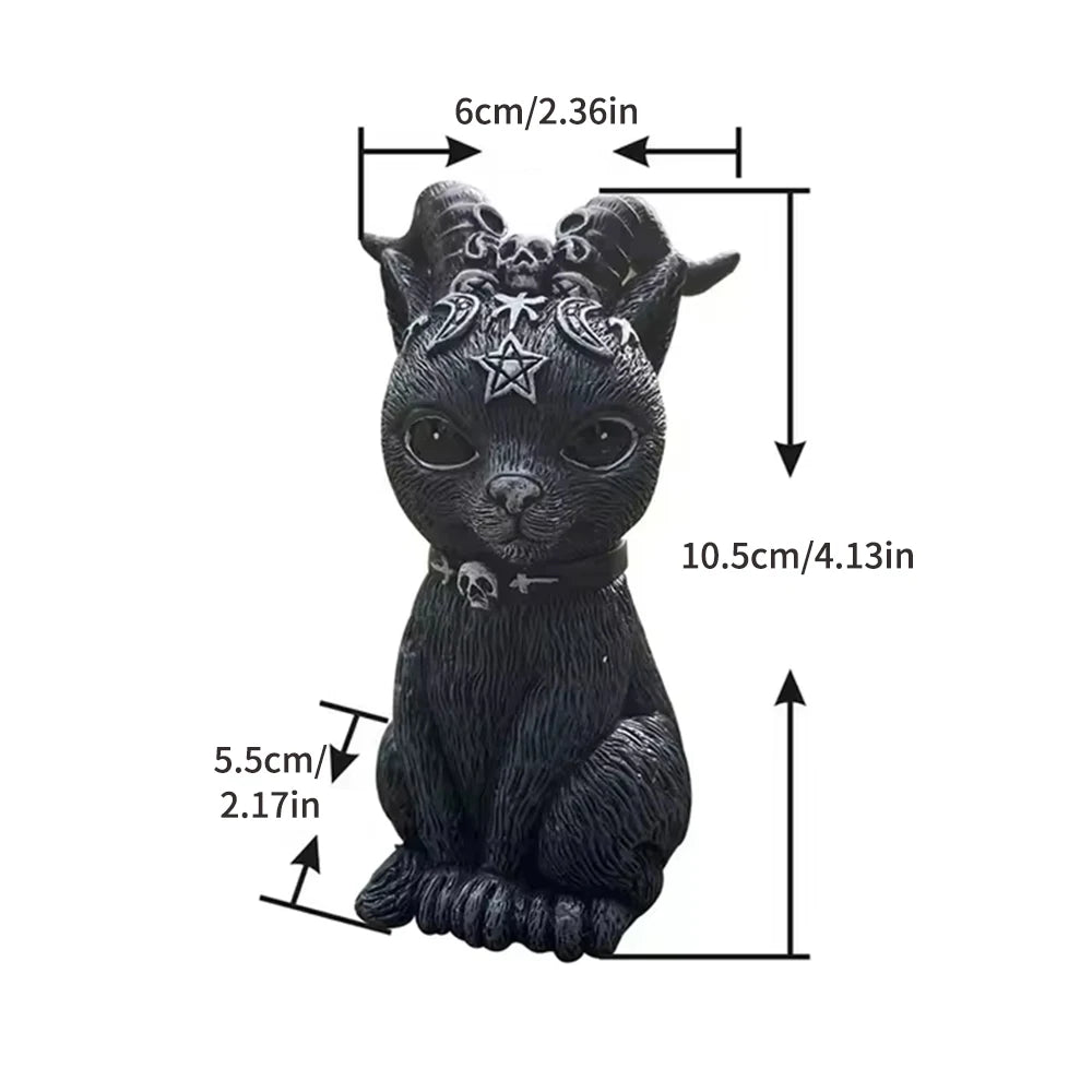Black Cat Witch Figurine | Hand-Painted Halloween Sculpture