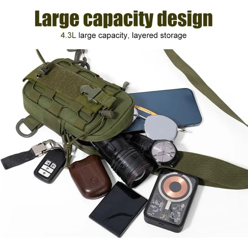 Multifunctional Tactical Waist Bag Outdoor Hanging Bag Mobile Phone Crossbody Chest Bag Camping Cycling Water Bottle Carrier Oasis Select