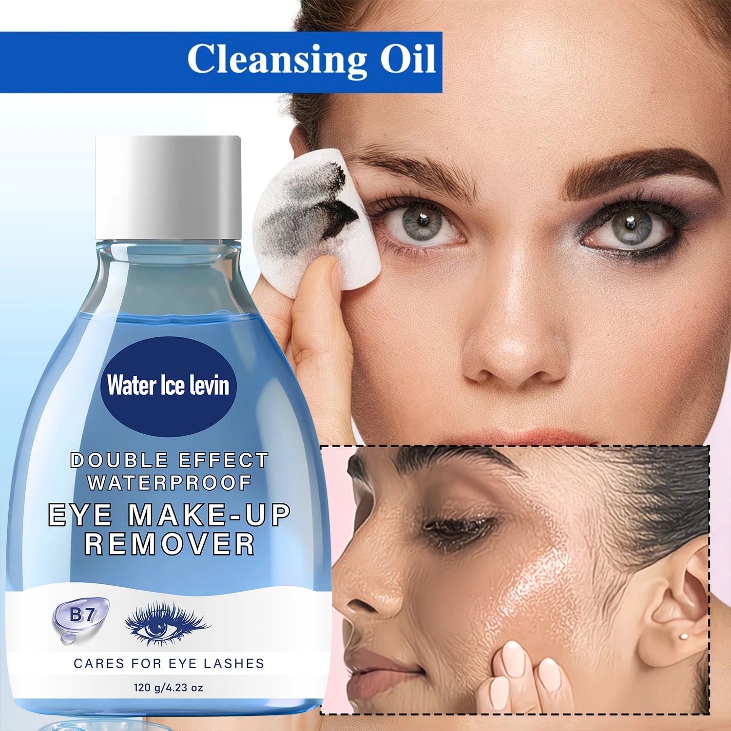 Double Effect Eye Makeup Remover with B7 & Collagen, Gentle on Lashes & Waterproof Oasis Select