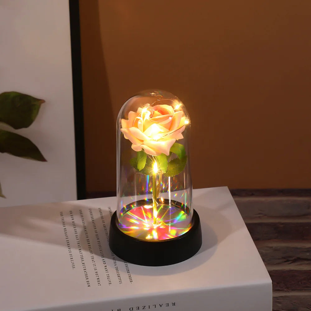 Eternal Rose Single Bouquet with Lamp Soap Valentine's Day Gift Led Lamp Tabletop Decoration Oasis Select B