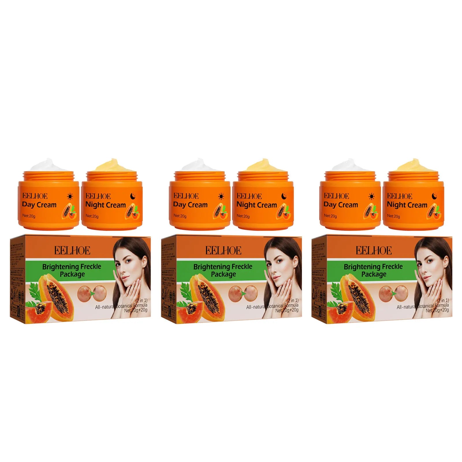 Papaya Day Night Cream for Dark Spots Remover Melanin Anti Pigmentation Cream Brightening Moisturizing Reduce Dullness Face Care Oasis Select 3 X 2pcs boxed