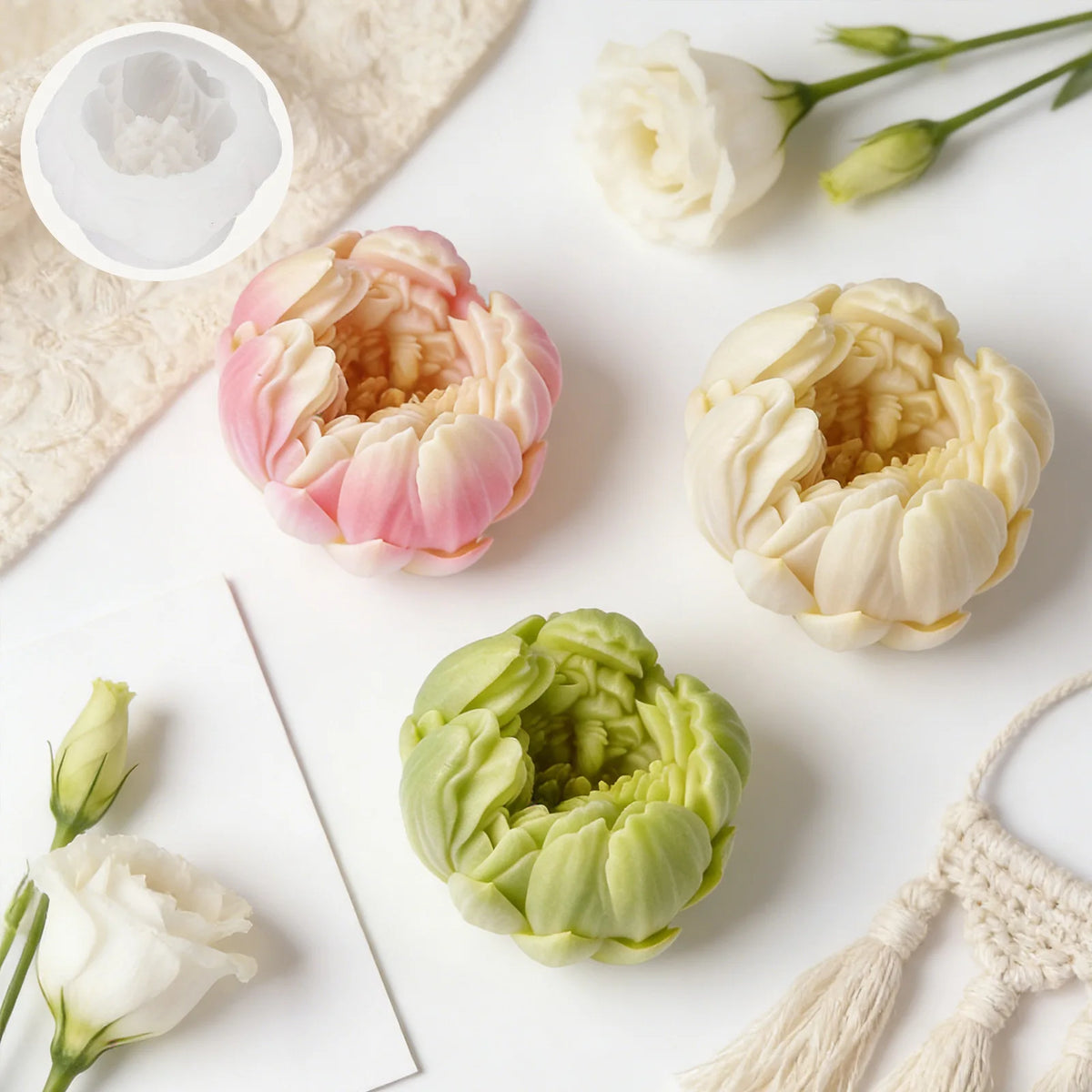 Simulation Peony Bud Scented Candle Silicone Mold DIY Flower Diffuser Paraffin Candle Baking Mold Oasis Select