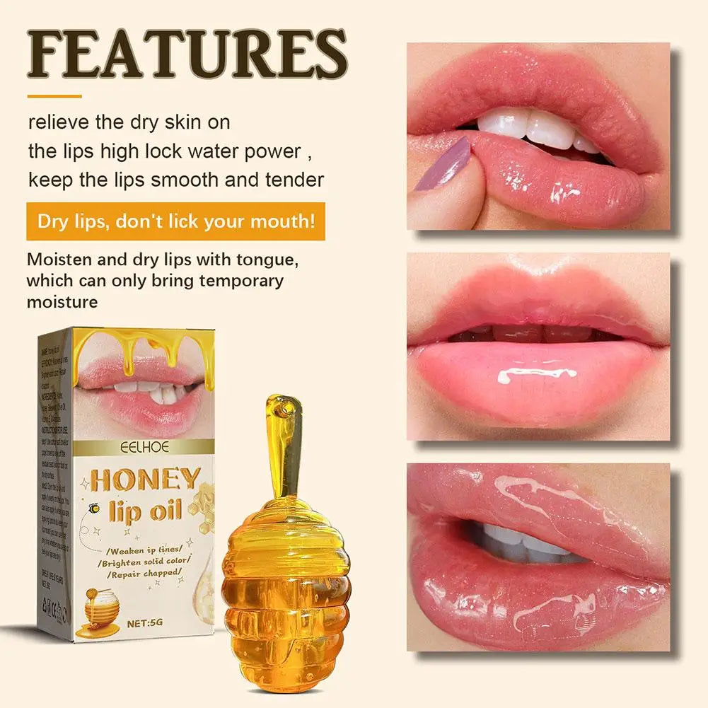 1/2PCS Moisturizing Honey Lip Oil Hydrating Overnight Honey Lip Balm Gloss Shiny Plump reduce lip lines With Vitamin E Lip Care Oasis Select