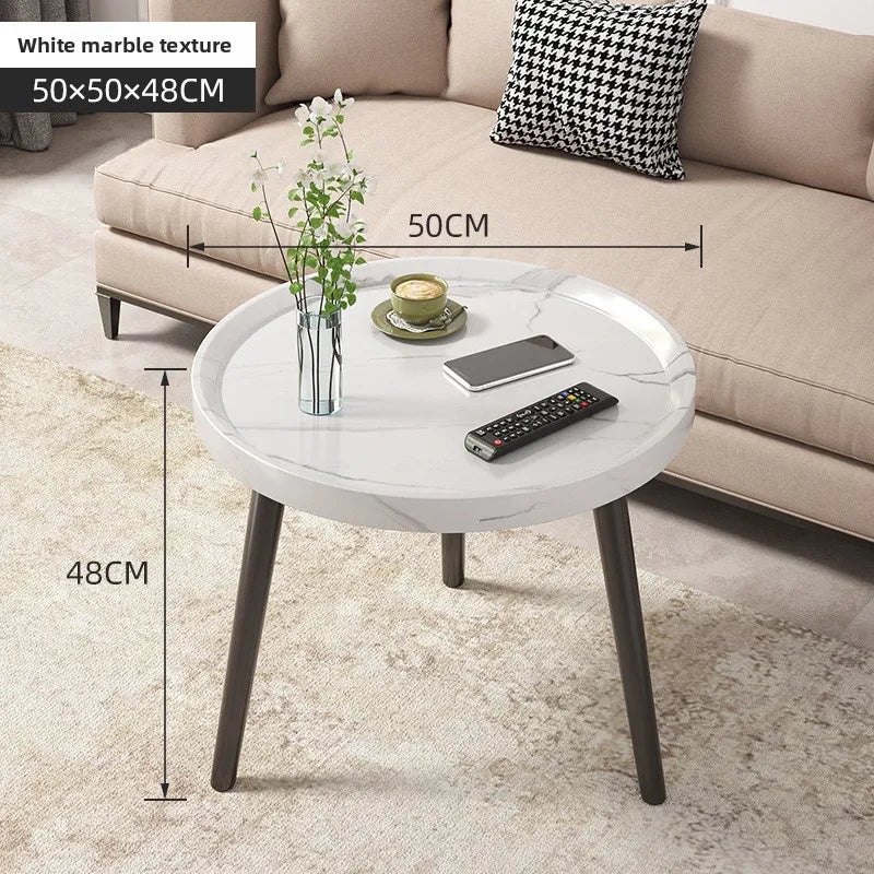 Multi-functional Coffee table balcony round living room double edge few bedside small round table Oasis Select White 50-1