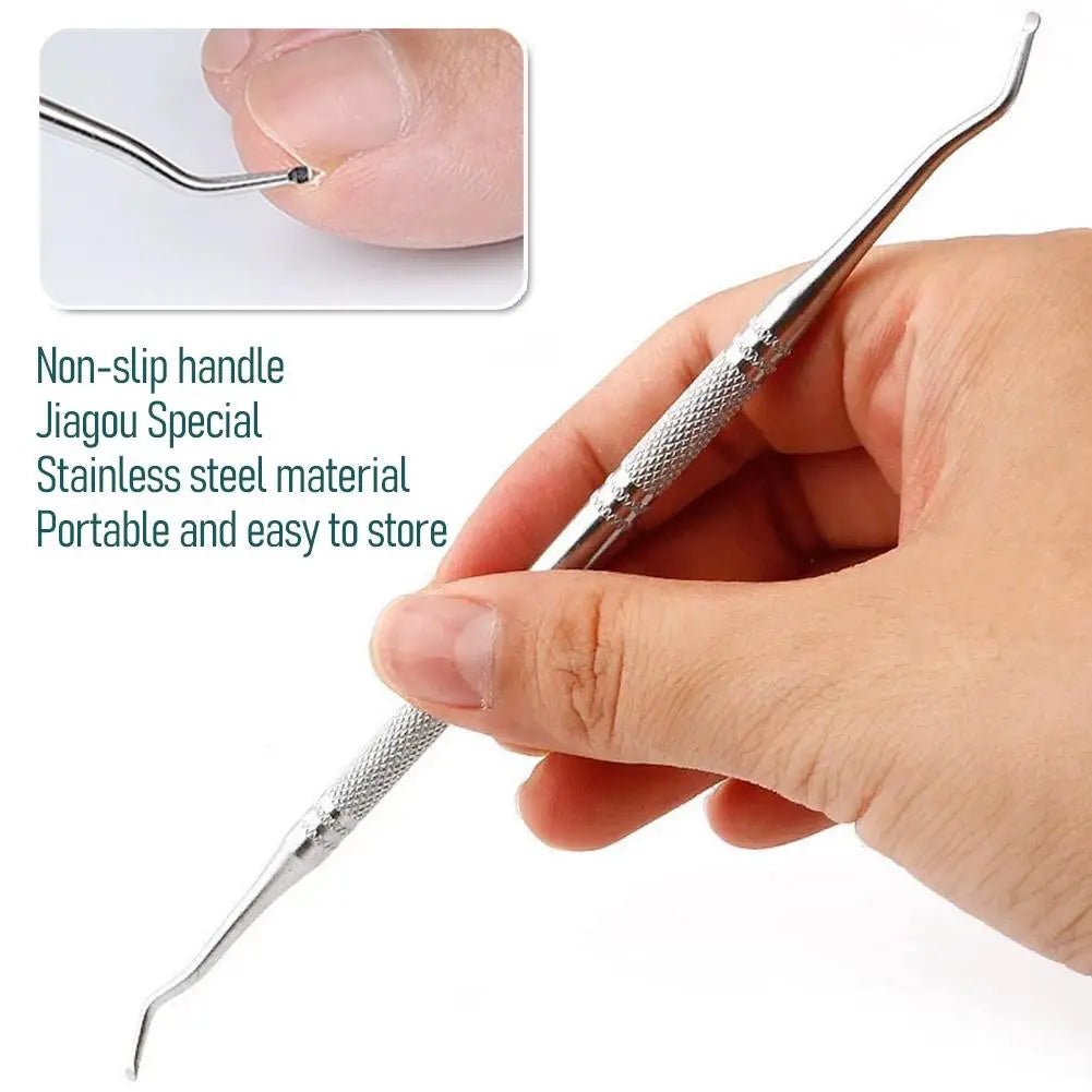 1/3pcs Stainless Steel Armor Remover Paronychia Cuticle Pedicure Double Head Nail Groove Scoop Tick Ingrown Toenail Pick Tool Oasis Select