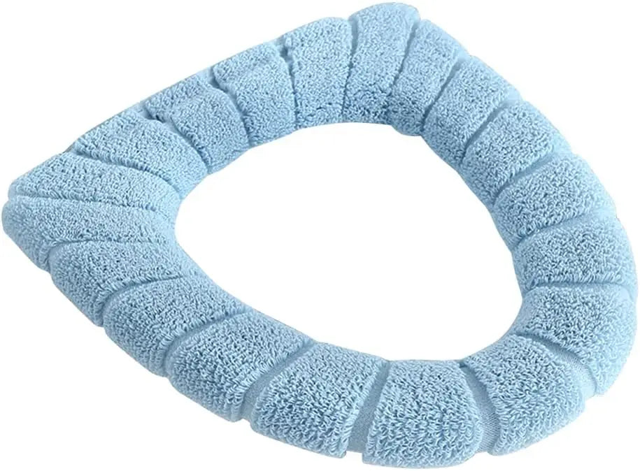 Washable Toilet Seat Cover – Stretchable Cushion Pad for Bathroom, Reusable Washable Soft Mat, Universal Fit Cold Weather Oasis Select Blue