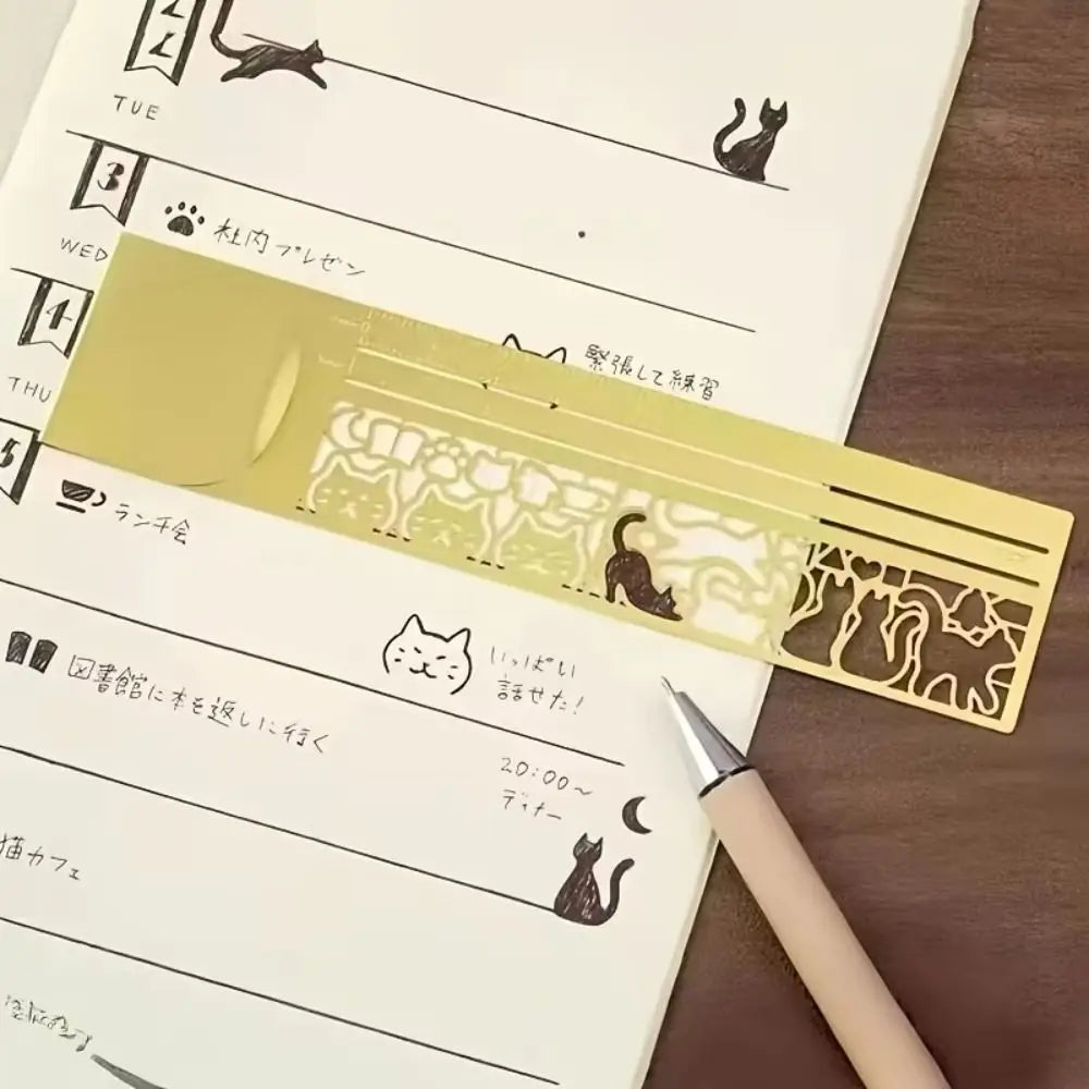 1pc Cute Cat Pattern Double-Sided Bookmark Ruler Precise Stationery for Diary Planning Book Note Taking-Creative Stationery Tool Oasis Select