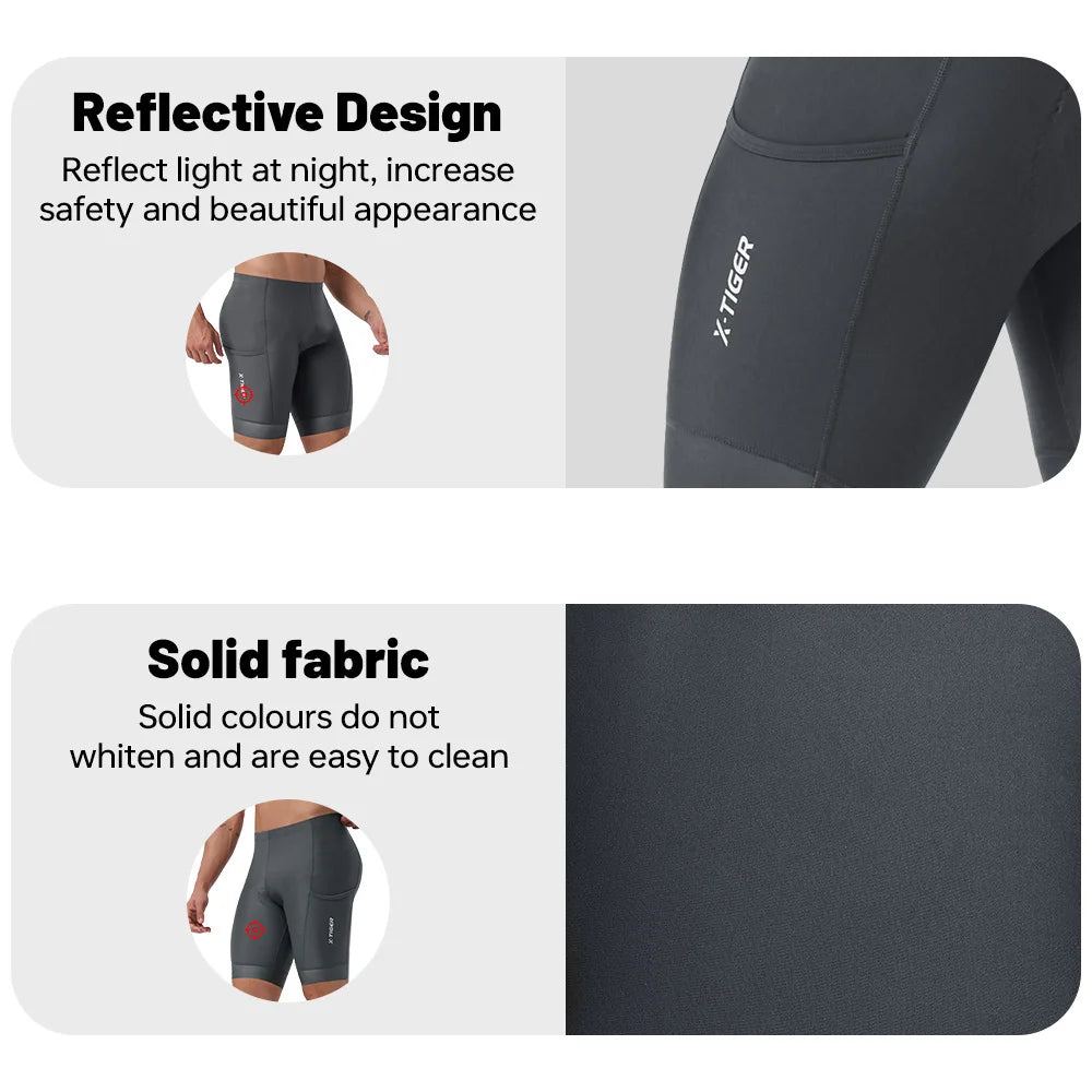 X-TIGER Premium Road Bike Shorts With 5D Gel Pads Men's Cycling Shorts With Zippered Pockets Breathable Outdoor Cycling Gear Oasis Select