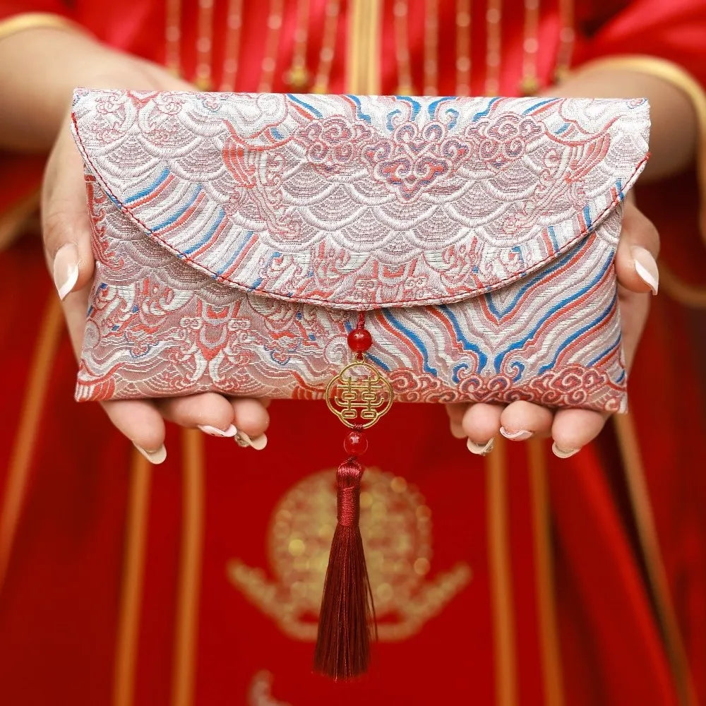 Traditional Spring Festival Red Envelope Embroidered Polyester Lucky Money Packet Tassel Thickened Wedding Hongbao Oasis Select Style 3 5x5x5cm
