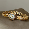 New Colored Gemstones Ladies Watch Oval Luxury Quartz Watch Gift Elegant Wristwatch Oasis Select Yellow