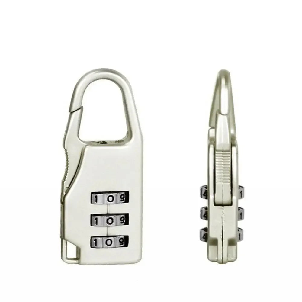 Portable Alloy Mini Lock Padlock Outdoor Travel Luggage Zipper Backpack Handbag Safe Anti-theft Combination Code Number Lock Oasis Select White-B