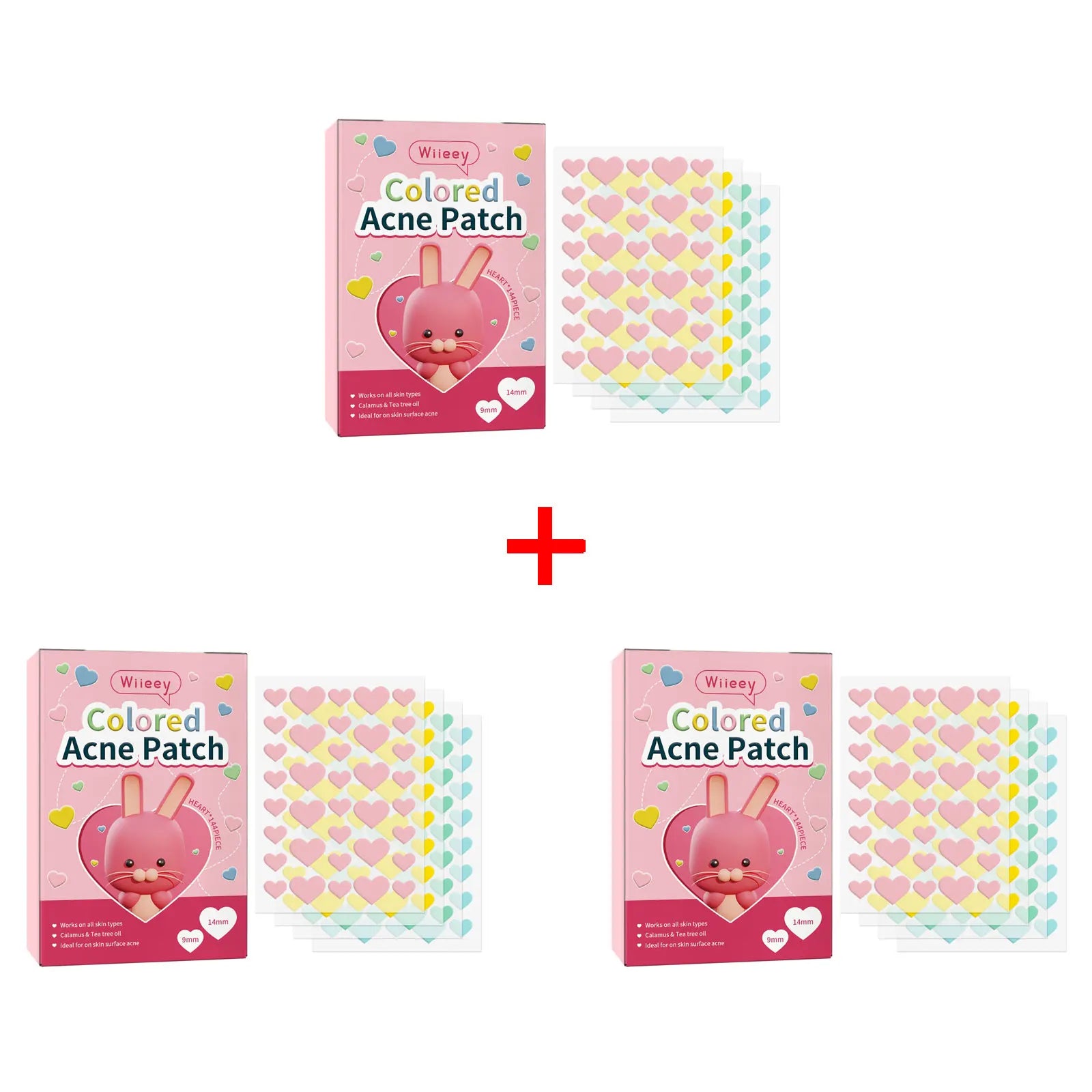 Wiieey Star Acne Patches – Colorful Pimple Stickers 144–288pc Acne Pimple Patch Oasis Select Love 144pcs x 3