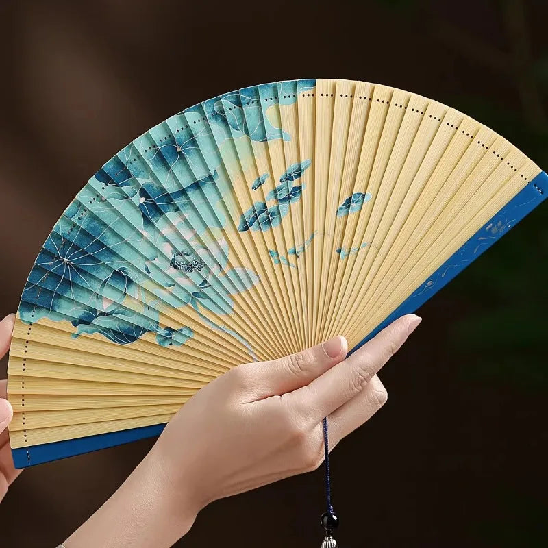 All Bamboo Folding Fan Compact and Portable Chinese Style Portable Ancient Style Folding Fan Cheongsam Fashion Show Oasis Select