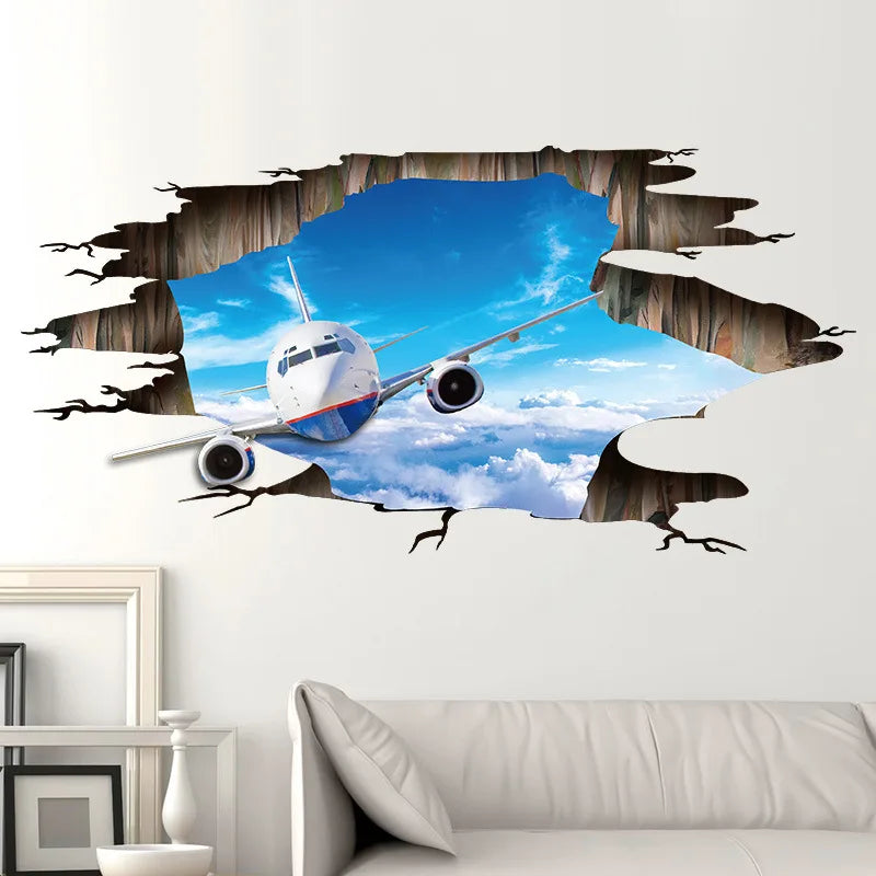 3D three-dimensional wall stickers Airplane stickers Room decoration wall stickers Oasis Select