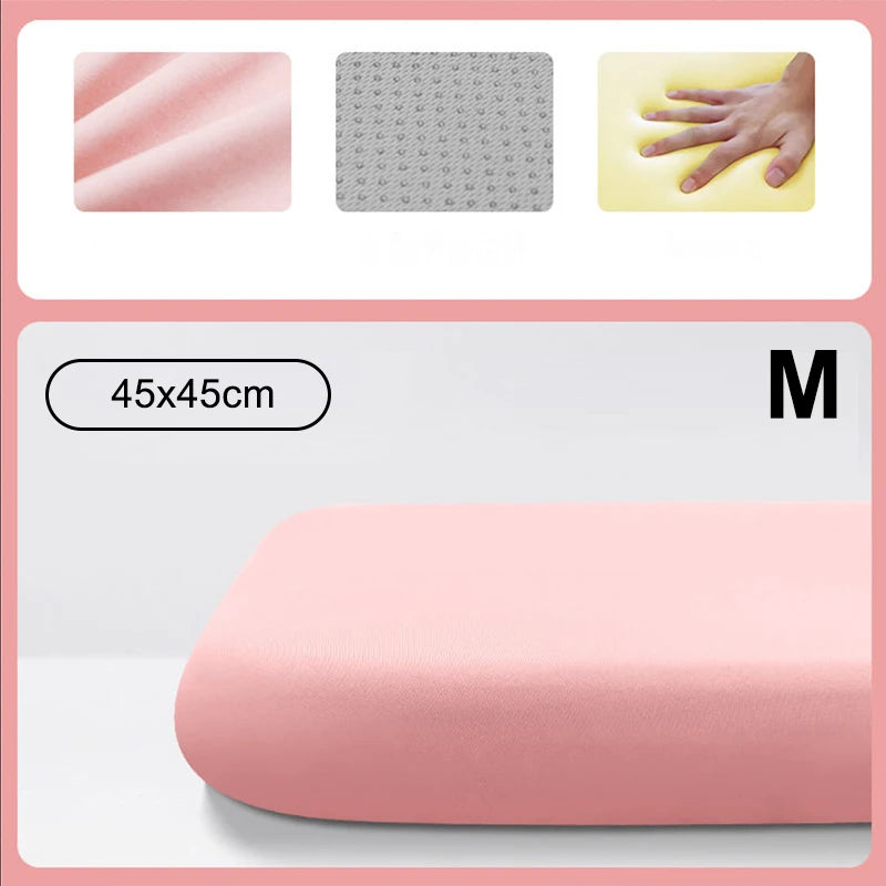 Memory Foam Ice Silk Elastic Fabric Seat Cushion Soft Long Sitting Lumbar Support Pain Relief Office Chair Pad Car Seat Pad Oasis Select pink-M