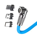 120W USB Charge Cables 3in1 Magnetic 6A Super Fast Charge Type-C To iOS Lighting Liquid Silicone Charger Data Cable For iPhone Oasis Select Blue 2m