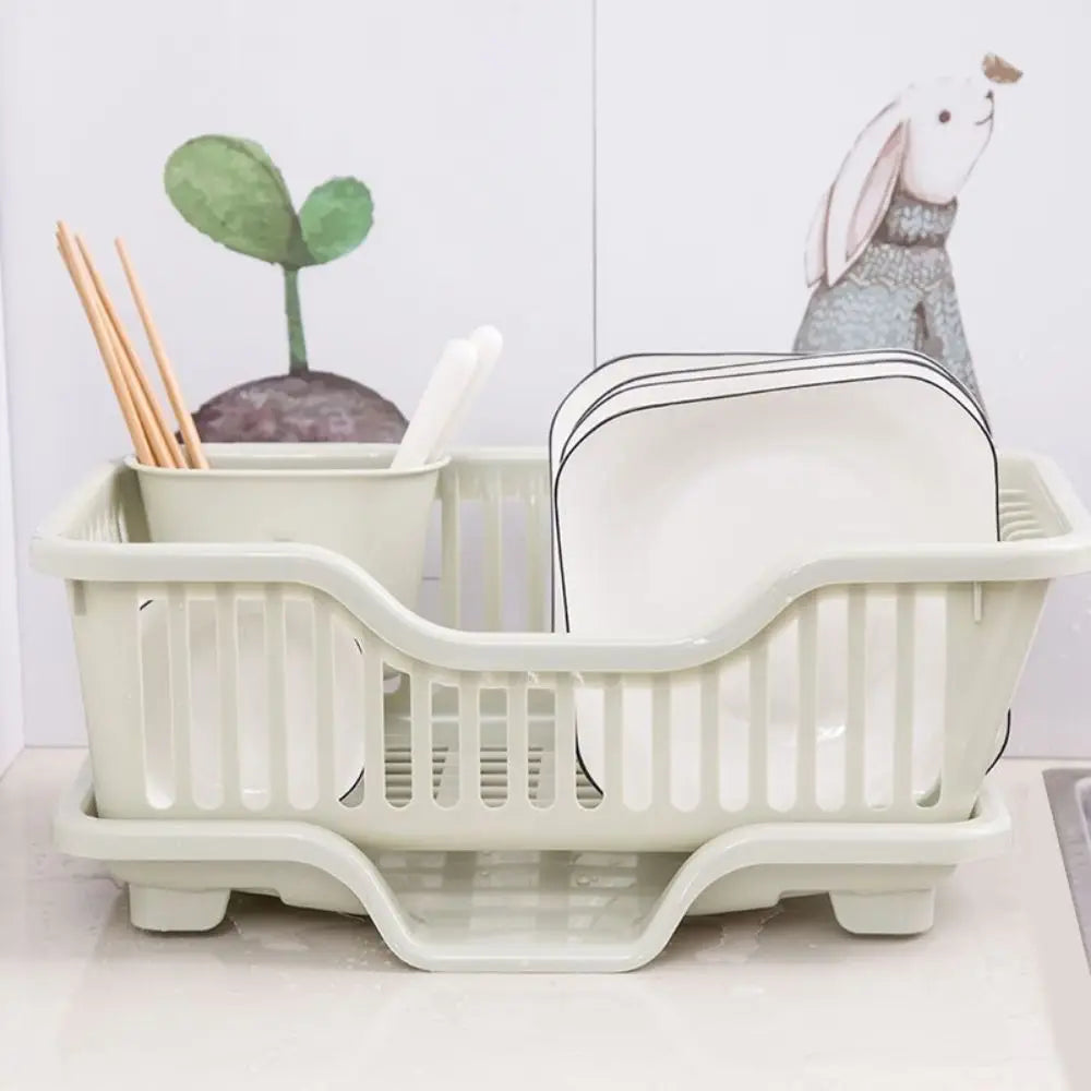 Dish Drying Kitchen Utensils Drainer Rack with Drain Board Countertop Dinnerware Plates Bowls Chopsticks Spoons Organizer Oasis Select