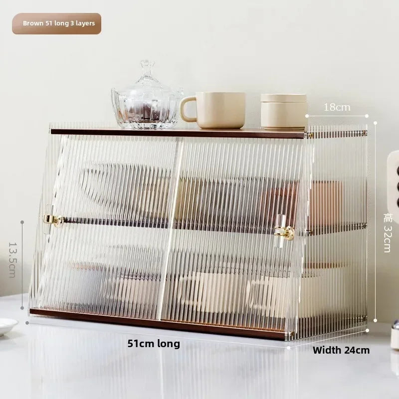 Dust-proof cup storage rack, cup holder, water cup storage rack, tea set, cup holder, coffee cup, mug storage box. Oasis Select Brown A