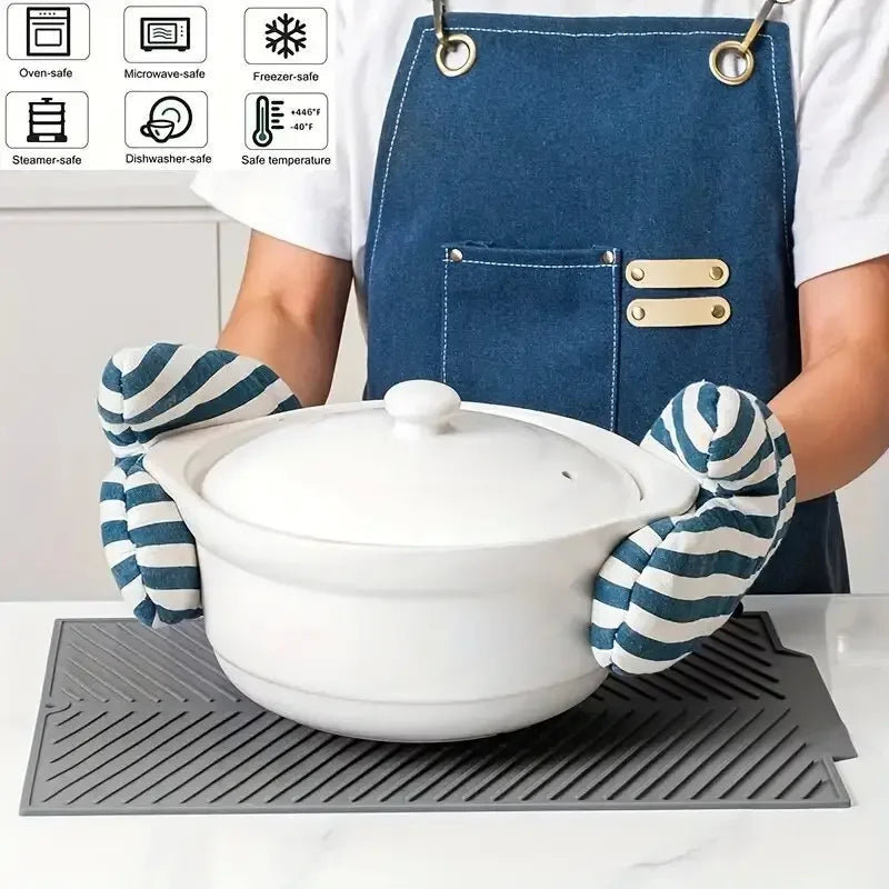 Silicone Drying Mat Drain Pad Pots Dish Drainer for Kitchen Tableware Non Slip Heat Resistant Anti Scald Coaster Utensil Holder Oasis Select