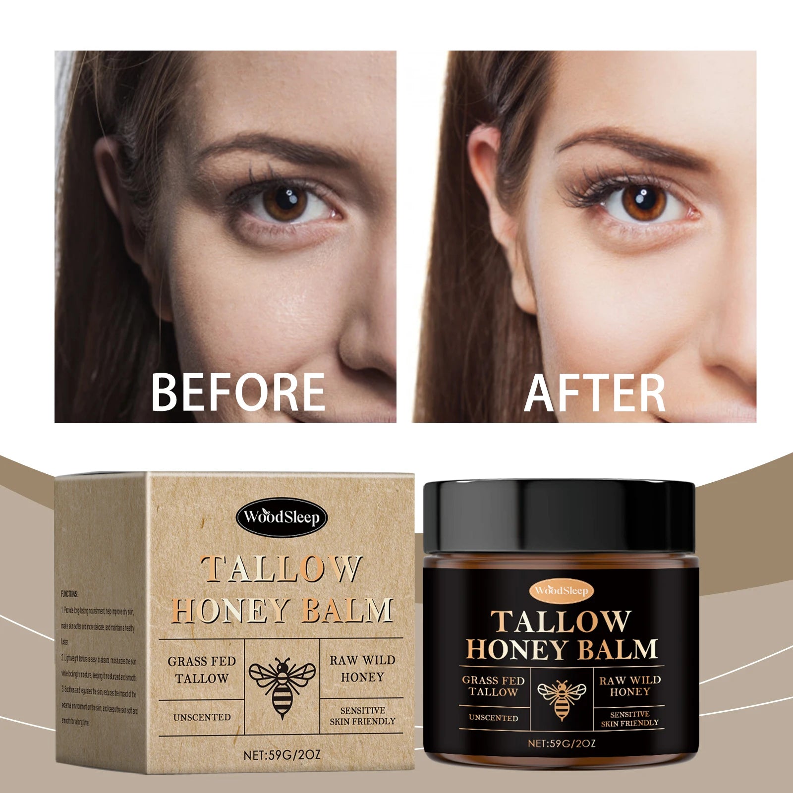 WOODSLEEP Tallow Honey Balm – Moisturizing Face Hand Body Balm Moisturizing Body Balm Oasis Select