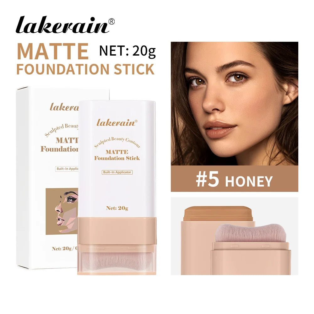 Stick Foundation Balm Serum Boosted Skin Tint Foundation Stick Smooth Plumper Hight Coverage Travel Bronze Foundation Stick Make Oasis Select 5Honey and brush