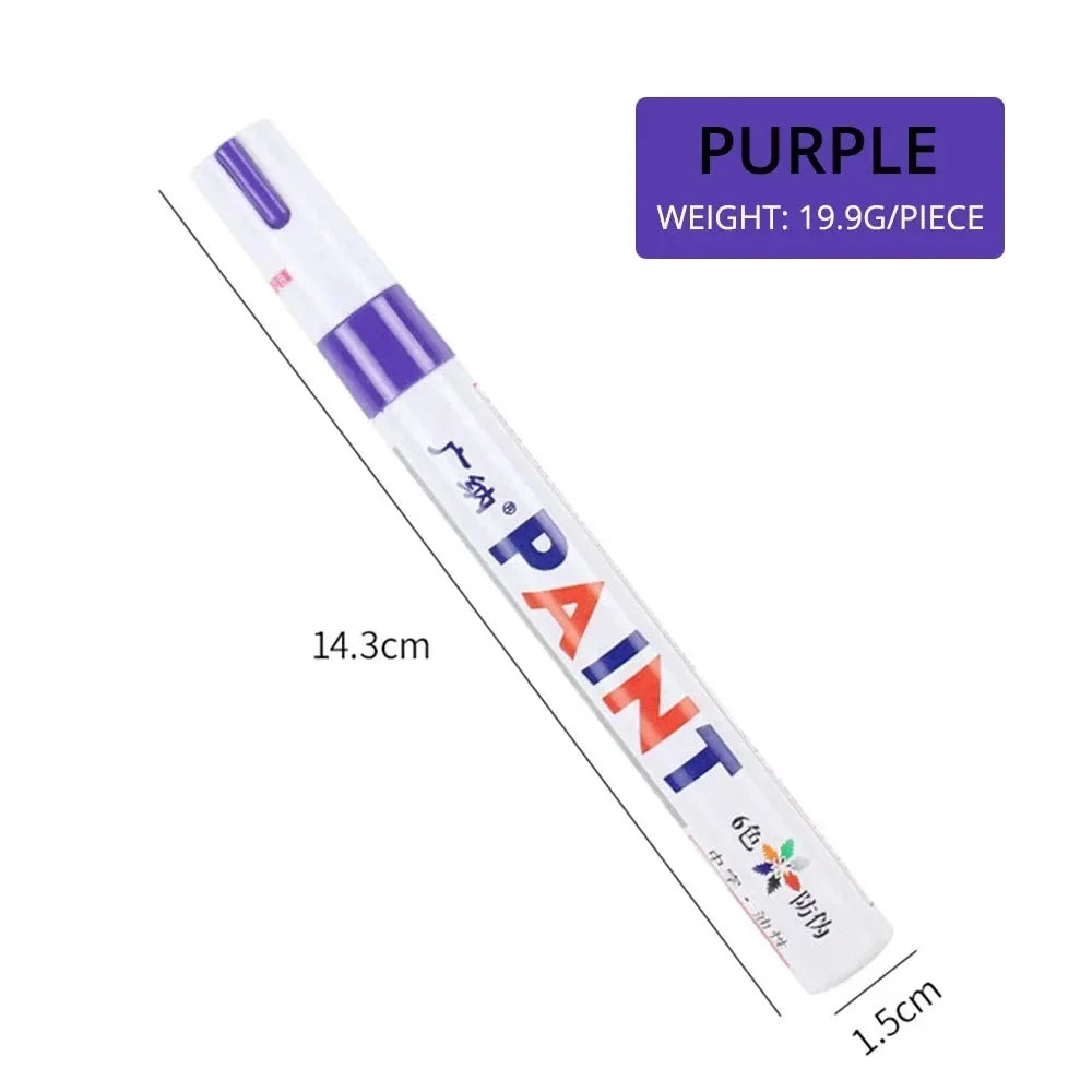 1/3PCS Car Paint Pen Waterproof Car Wheel Tire Oily Painting Mark Pen Auto Rubber Tyre Tread CD Metal Permanent Paint Marker Oasis Select PURPLE