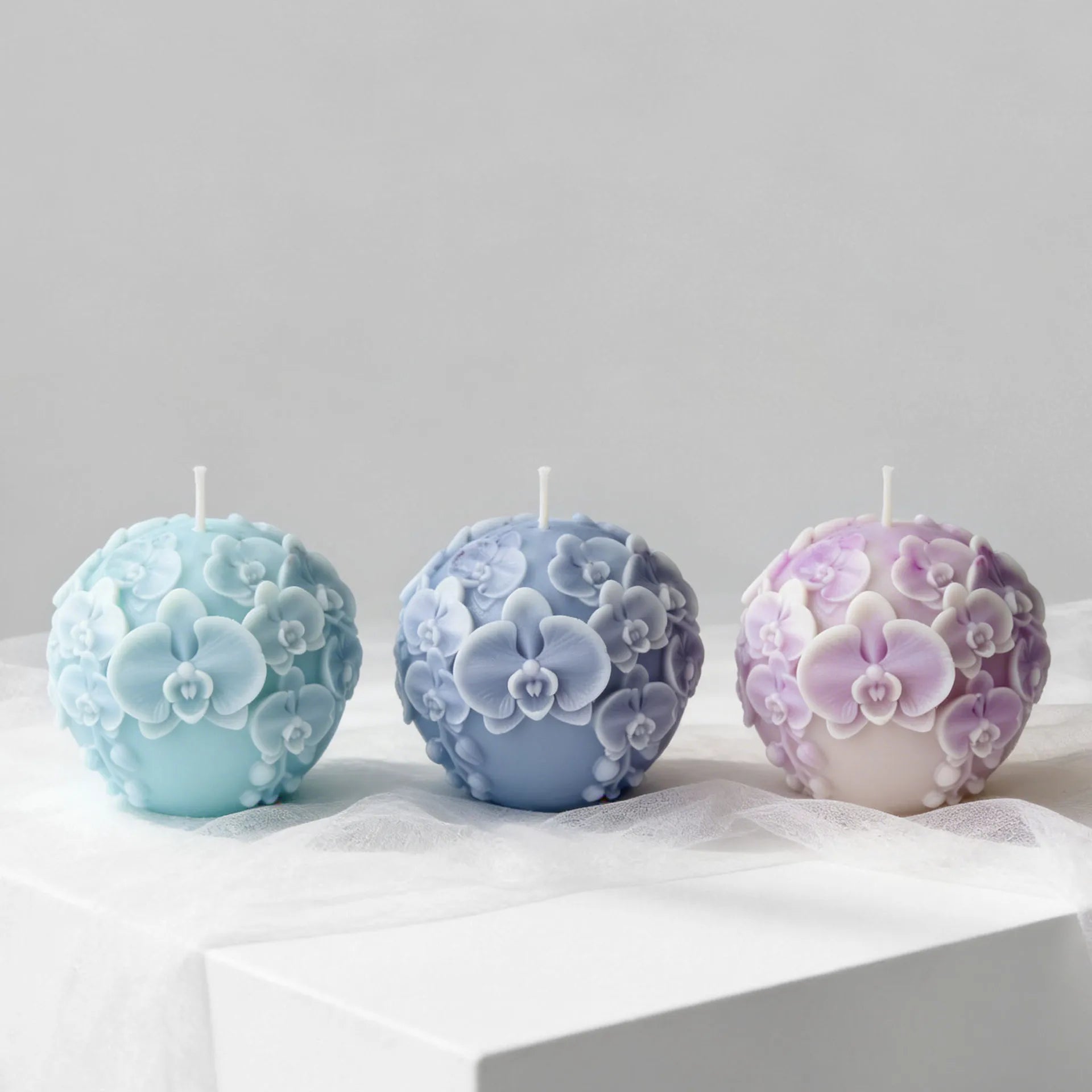 3D Orchid Ball Silicone Mold – Flower Sphere Candle & Soap