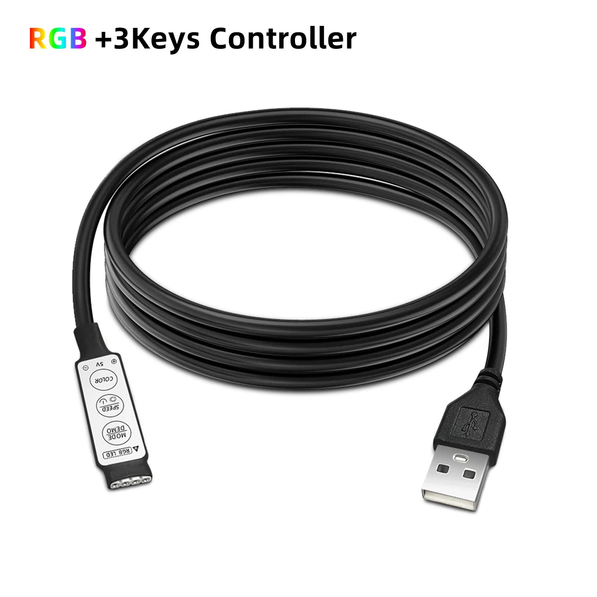 RGB Controller DC 5V USB Ports Connector Cable 4pin Line 3 Keys Dimmer for SMD 2835/5050/5630 LED Strip Lights Brightness Adjust Oasis Select