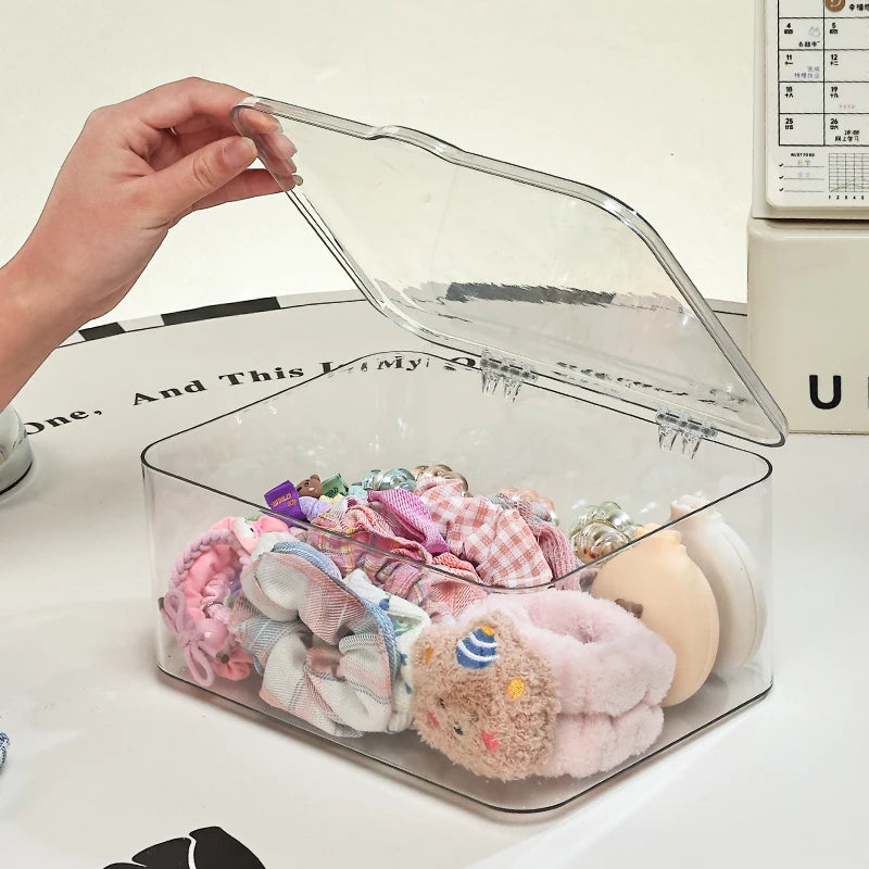 1pc transparent/transparent black flip cover hair accessory storage box desktop stackable jewelry hair accessory storage box Oasis Select