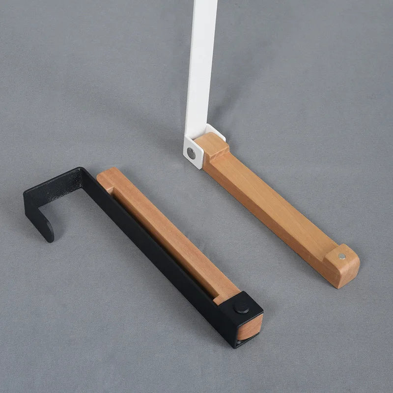 Wall-mounted Door Rear Hanger Metal No Punching Wood Metal Folding Hook Clothes Scarves Hanger Coat Hat Storage Hanging Hook Oasis Select