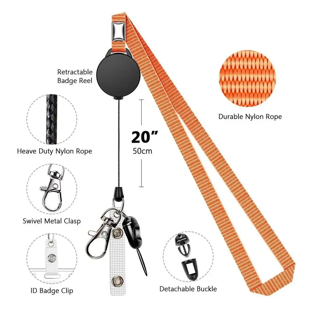 Neck Strap Key Chain Lanyard Card Holder Badge Reel Phone Key Ring ID Name Card Nurse Retractable Badge Holder Office Supplies Oasis Select