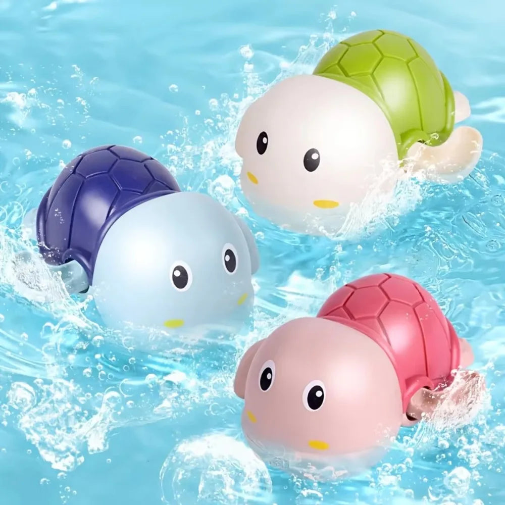 3/1pcs Cute Wind-Up Animal Frog Water Spray Toy,Plastic Bath Toy with Water-Squirting Head for Shower and Swimming Pool Fun Oasis Select Blue red green turtl