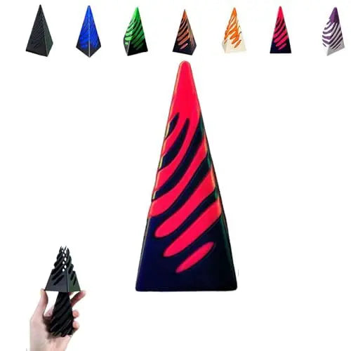 Impossible Pyramid Passthrough Sculpture - 3D Optical Illusion Art Decor Oasis Select red and black 11x5x5cm 2PCS